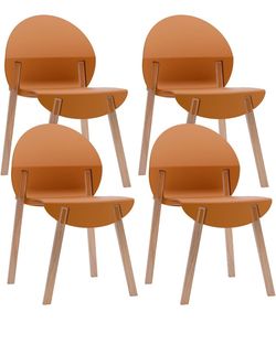 New Stackable Plastic Dining Chair Set of 4, Modern Dining Chairs, 330lb Capacity, Protective Pads, 5-Second Cleanup, Kitchen, Dining Room, Balcony, C