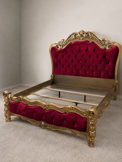 Ornate Gold & Burgundy Bed Frame