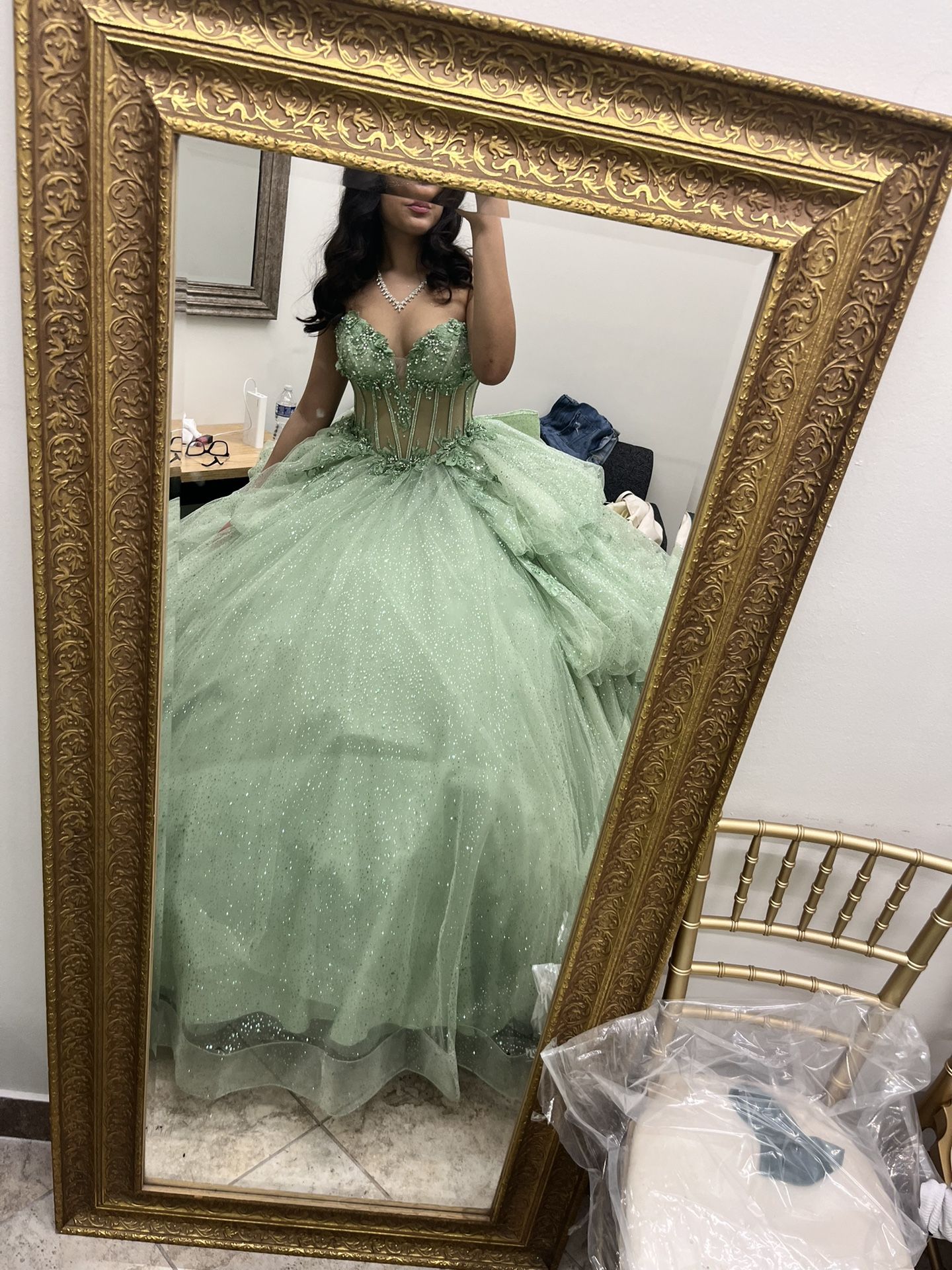 Designer Morilee Ball Gown – Quince/Sweet 16 Green Dress