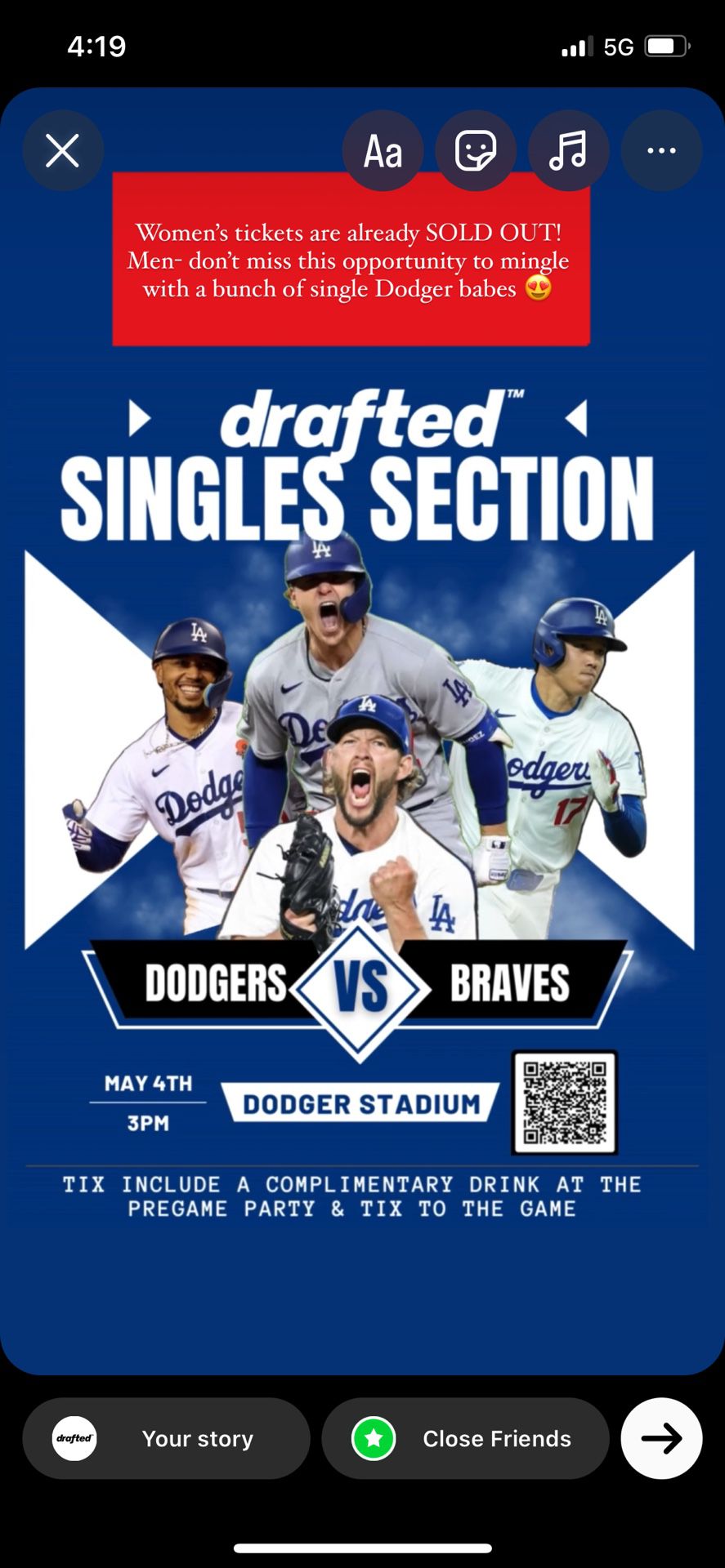 Dodgers V Braves Singles Section