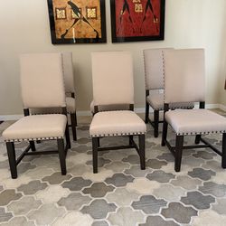 6 Brand New High End Beige Dining Chairs