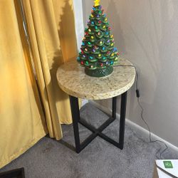 Mother Of pearl Side Table With Black Metal Legs