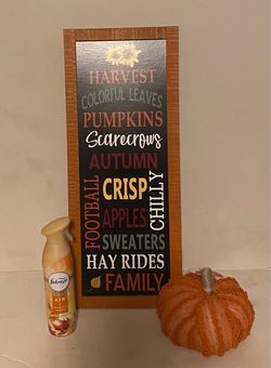 Febreze with Fall Sign and Pumpkin