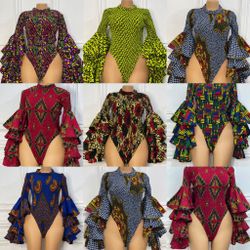 African Print Bodysuit.