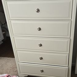 White 5-Drawer Dresser/Belcourt White Chest (from Rooms to go)