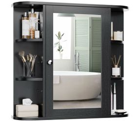 Black wall cabinet with mirror
