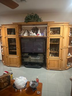 Entertainment center with lights