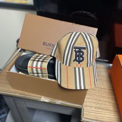 Burberry Slides And Match Cap. (can Be Sold Separately)size 43