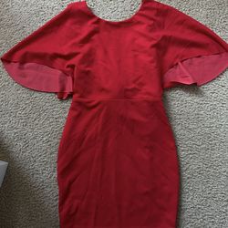Red Flutter Sleeve Dress