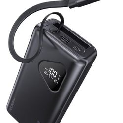 RORRY Laptop Power Bank, 25000mAh 65W Portable Laptop Charger Battery Bank PD Fast Charger Built in Retractable Cables, for iPhone 17/16/15 Series, Ma