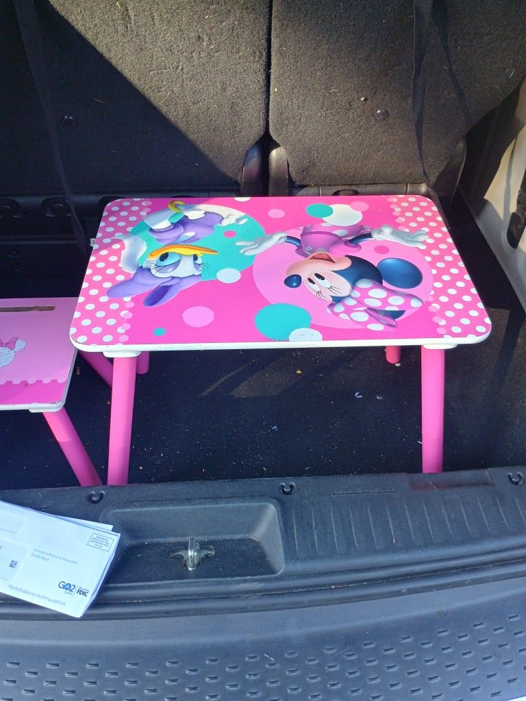 Disney Minnie And Daisy Tea Table With Stool