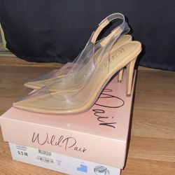 Wild Pair Clear Translucent Dharma Women's Vinyl Slingback Heels