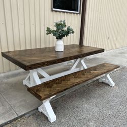 Custom Built Dining Table Solid wood Farmhouse Set Modern Rustic Bench Country Oval Round Counter Breakfast Height  Farm House 