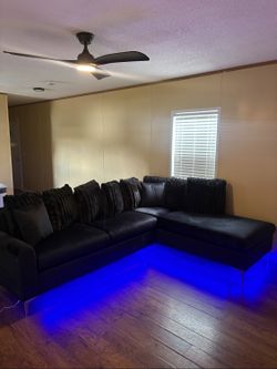 Black LED Sectional — Velvet, Color-Changing Underglow