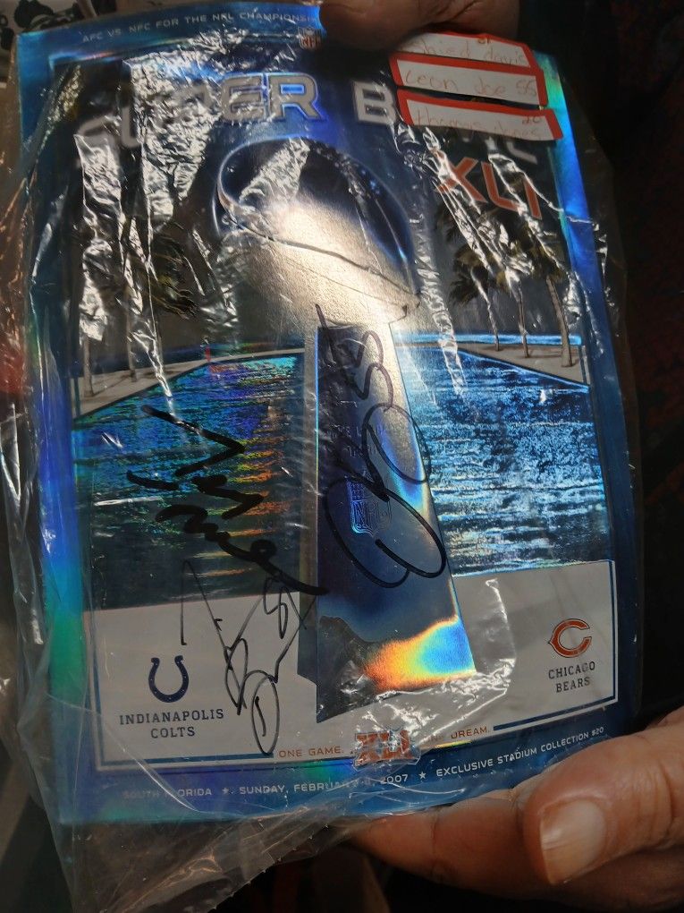 Superbowl 41 Program Signed By Bears Players