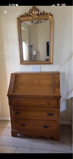 Vintage Drop-Front Secretary Desk -Solid Wood