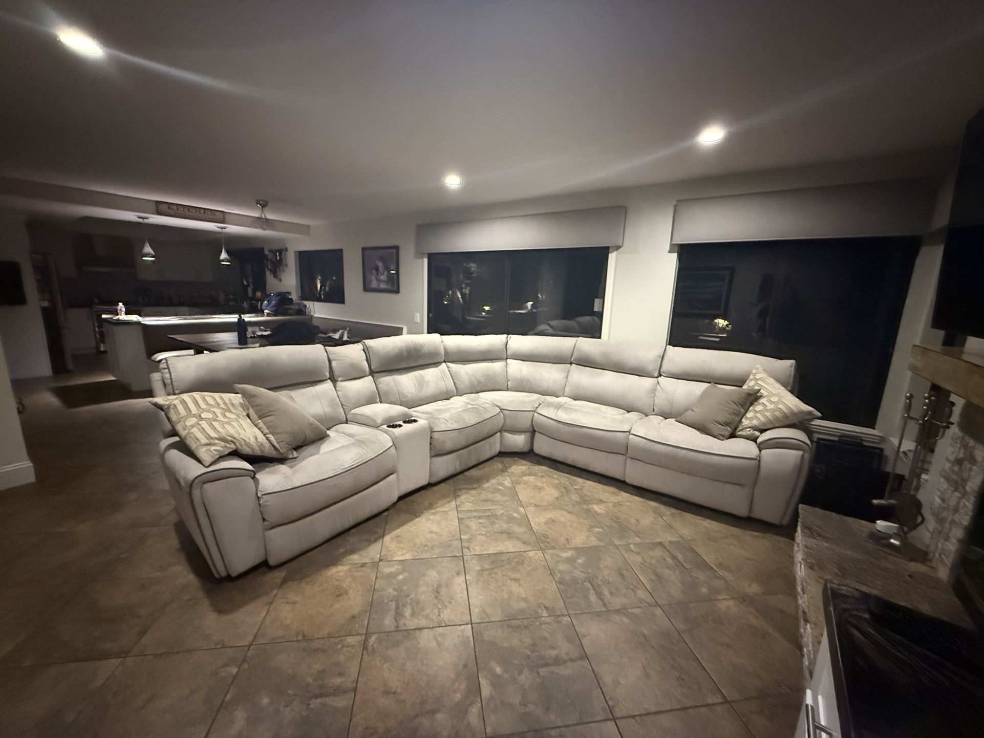 Grey Sectional Couch With Power Recliners
