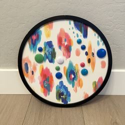 16” Round Solid Wood Multicolored Magnetic Board Memo Board w/ Magnets