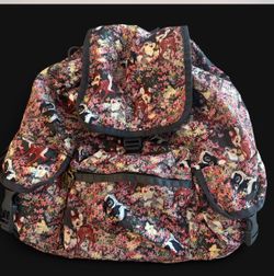 Retired Disney Bambi, Lesportsac Floral and cartoon animal print backpack with black trim #kawaii #anime