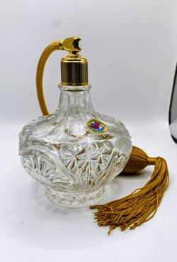 VINTAGE GERMANY HOFBAUER BYRDES CRYSTAL PERFUME BOTTLE Atomizer