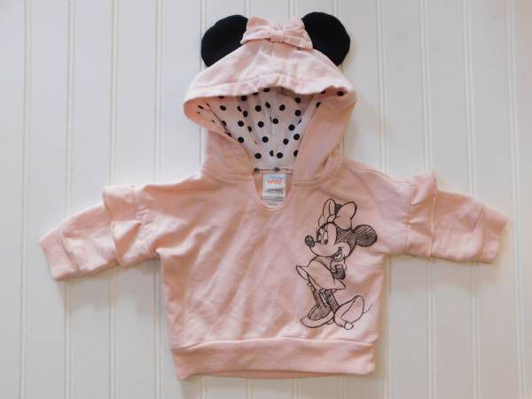 Disney Baby Girls Clothes 0-3 Months Pink Minnie Mouse Ears Bow Hoodie