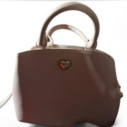 Betsey Johnson Blush Pink Heart Charm Satchel Crossbody