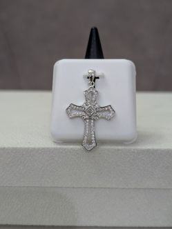Solid Silver Moissanite Cross Pendant