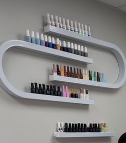 White Wall-Mounted Nail Polish Display Shelves