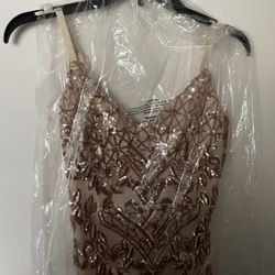Windsor Rose Gold Sequin Formal Dress Small