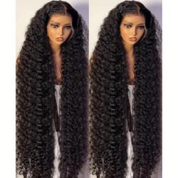 28" Glueless Human hair Lace Front - Water Wave 200%, 13 x 4