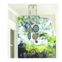 Metal Flower Wind Chimes 23.5" Outdoors Window Garden Hanging Windchimes for Outside