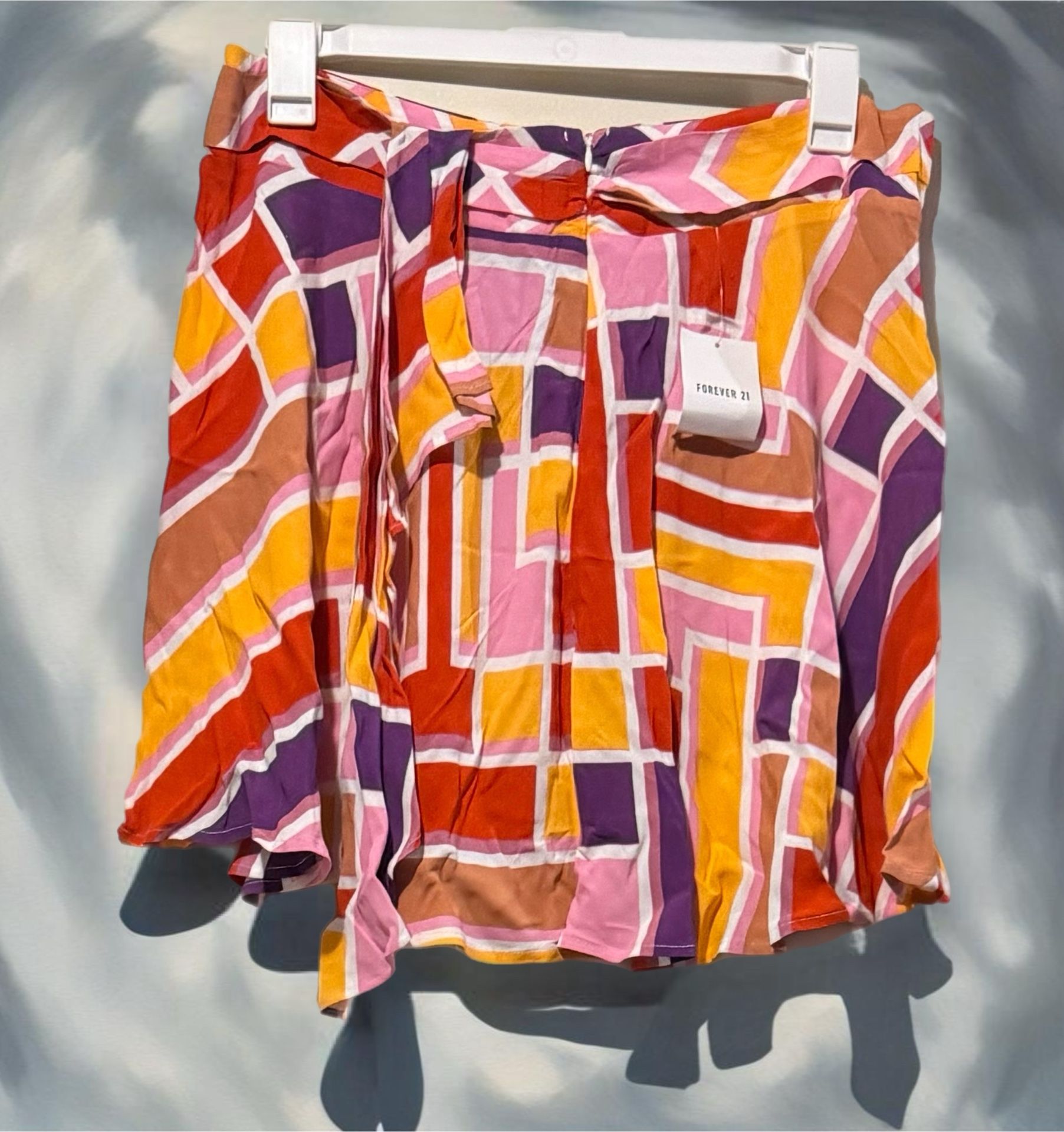 Forever 21 (Z) Womens Plus Size Abstract Mini Skirt 1X Multicolor Flowy NWT