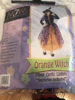 Girls orange witch costume with lights