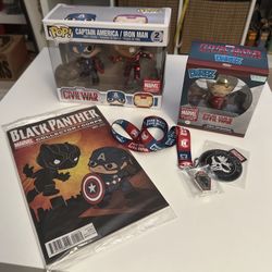 Marvel Collector Corps Funko Pop! Captain America & Iron Man 2 Pk, comic, dorbz, pin & patch