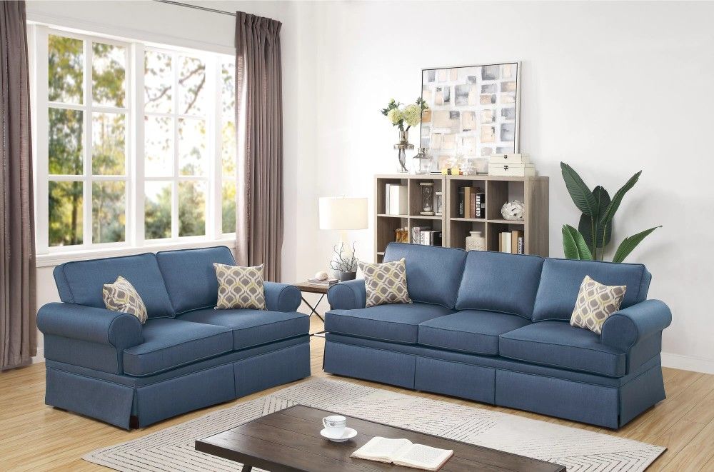 Brand New Blue Sofa & Loveseat (Pillows Included)