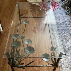 Silas seandel brutalist glass table.