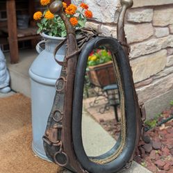 Vintage Unique Horse Equestrian Yolk Collar With Mirror 