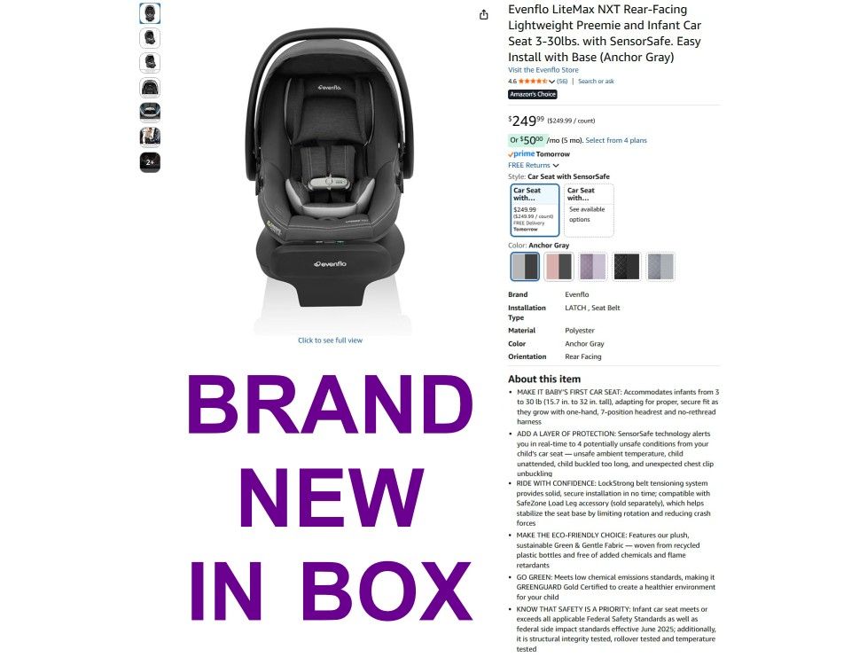 Evenflo LiteMax NXT Rear-Facing Infant and Preemie Car Seat