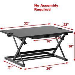 Height Adjustable Standing Desk Converter Monitor Screen Riser Table Computer and Laptop Portable Workstation