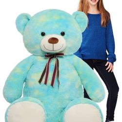 Brandnew 52in Giant Teddy Bear,Big Stuffed Animal Plush,Rainbow Green Soft Gifts for Valentine, Christmas, Birthday.