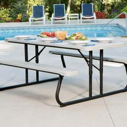 NEW Folding Picnic Table, Lifetime 6 ft Classic Folding Picnic Table, Gray !