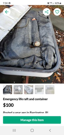 Emergency life raft and container