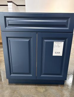 30" Bathroom Vanity - Navy Blue Raised Panel