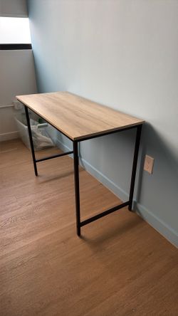 Modern Wood Top Desk with Black Metal Frame