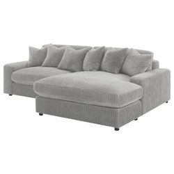 New Sectional Sofa With Large Reversible  Chaise Lounge In Corduroy