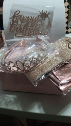 Rose Gold 30th Birthday Party Tiara Sesh Set