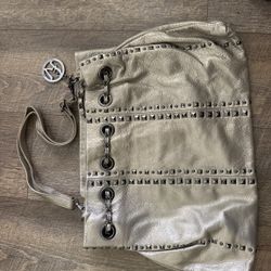 Fortuna Valentino Gun Metal Studded Handbag / Shoulder Bag w/ Dust Bag