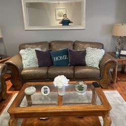  Leather  Sofa Set, Love Seat,  Good Condition 