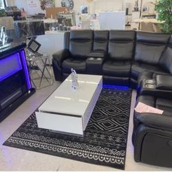 Power Reclining Sectional With LED In Stock For Immediate Delivery 