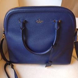 Kate Spade Blue Navy Pinstripe 15" Satchel Purse Bag